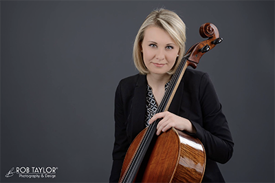 Brittany Coco headshot with cello