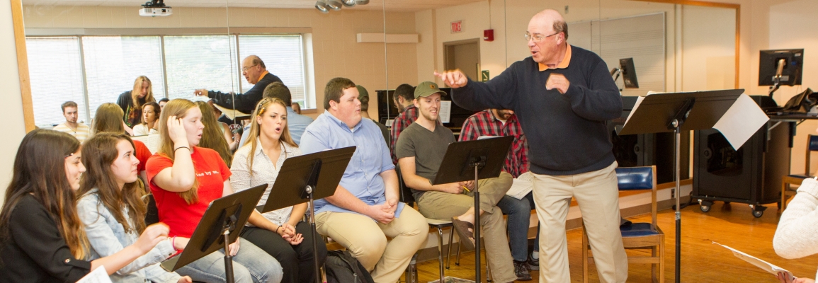 Hayes School of Music faculty member and students in rehearsal