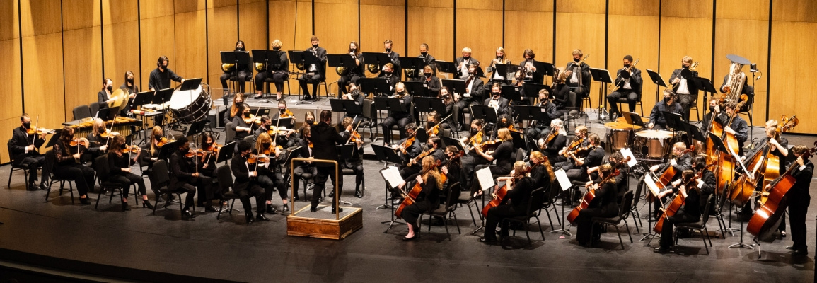 Dr. Régulo Stabilito conducts the Appalachian Symphony Orchestra.