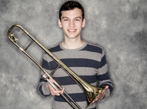 Smith with trombone